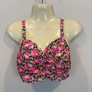 Victoria’s Secret Pink Floral Animal Print Lace Bralette Size Large